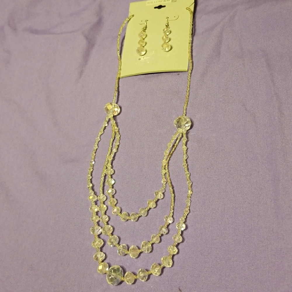 Crystal necklace and earrings